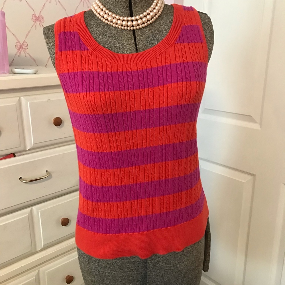 Talbots stretch striped sweater tank, lightweight cotton